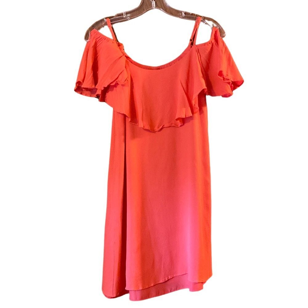Vibrant DO+BE Small Coral Off the Shoulder Dress